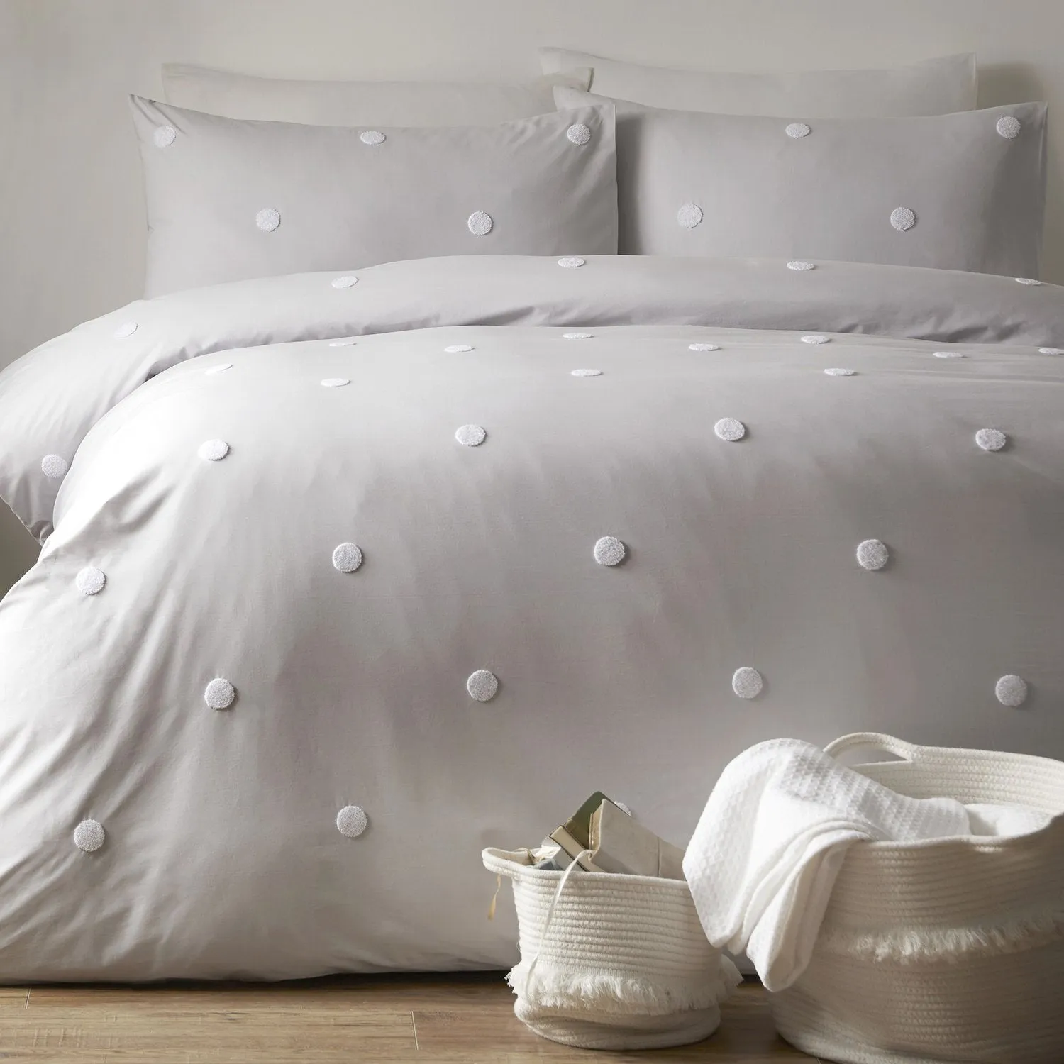 Dot Garden Single Duvet Set - Silver, Cotton product