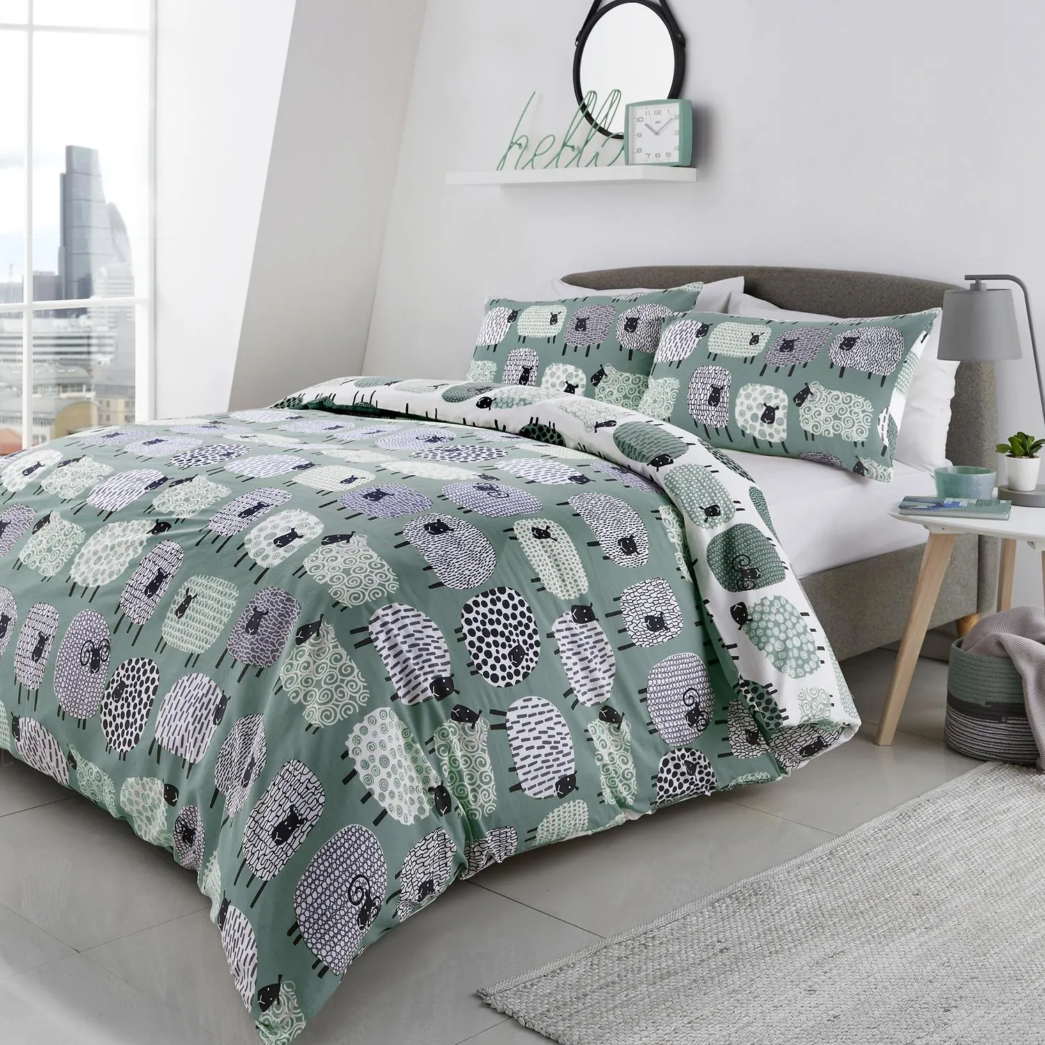 Dotty Sheep Single Duvet Set - Blue by Julian Charles