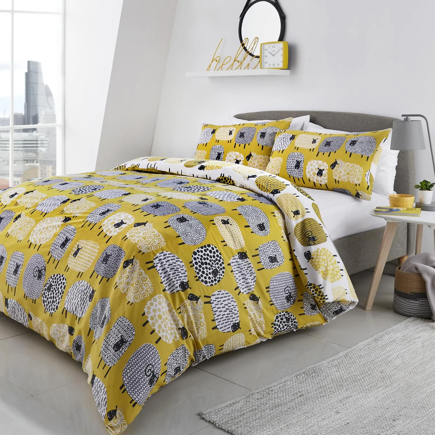 Dotty Sheep Single Duvet Set - Yellow product