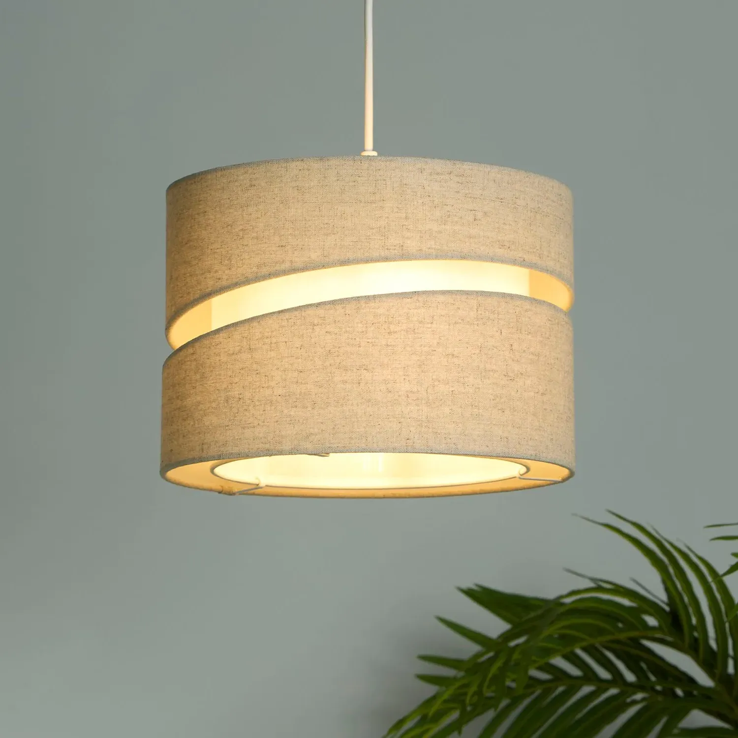 Double Band Easy Fit Light Shade - Beige, Linen by Julian Charles