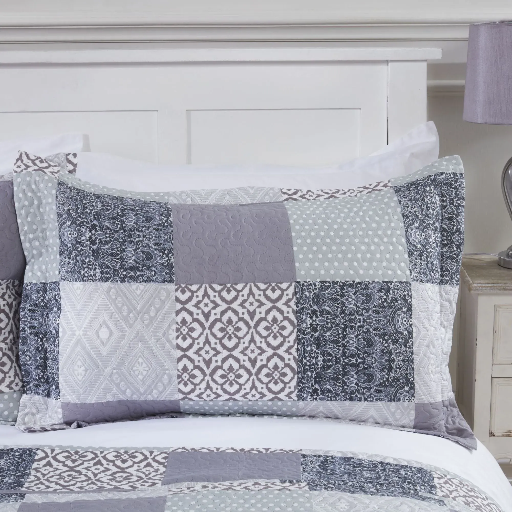 Double Bedspread Set Patchwork - Blue, Microfibre image