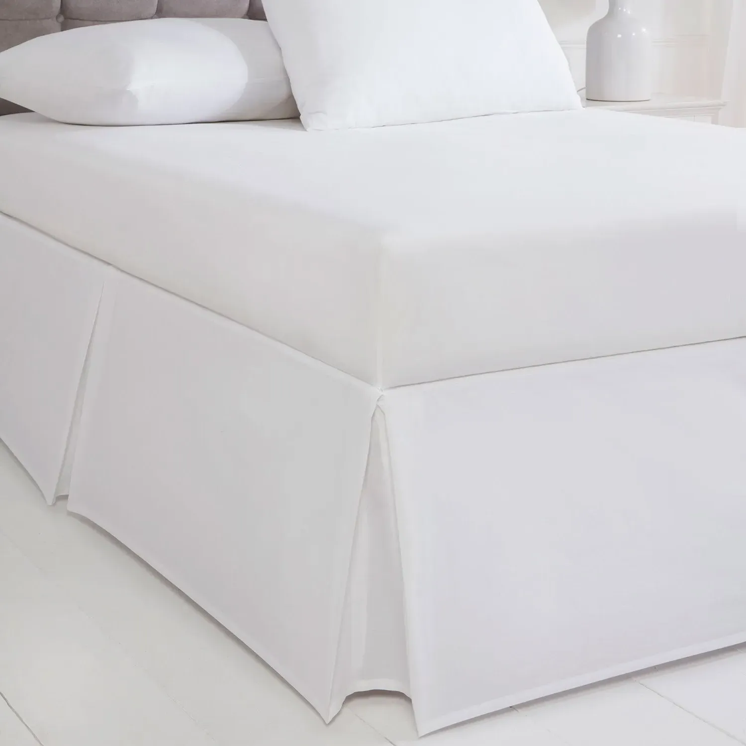 Double Box Pleat Valance Sheet - White, Cotton image