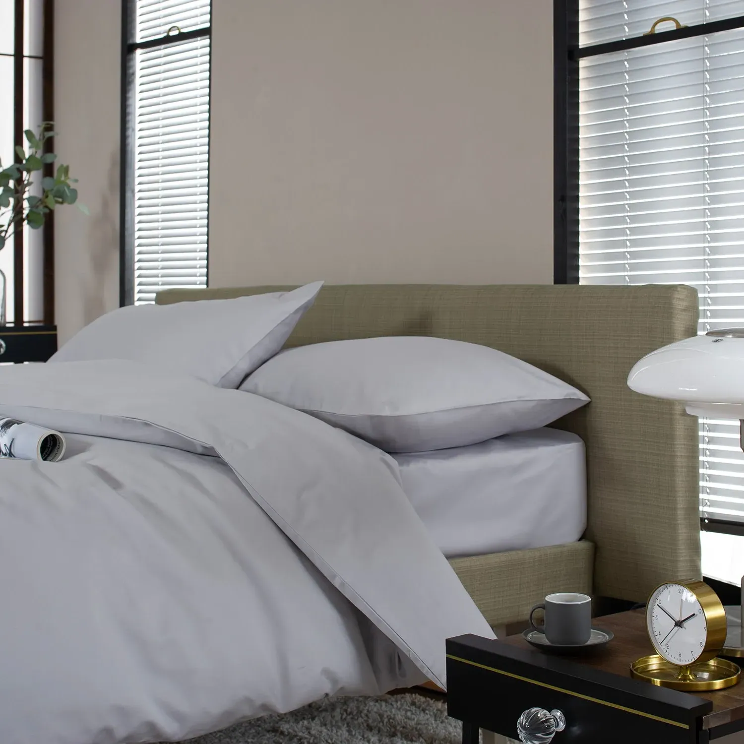 Double Duvet Cover 1000TC - Grey, Cotton Sateen