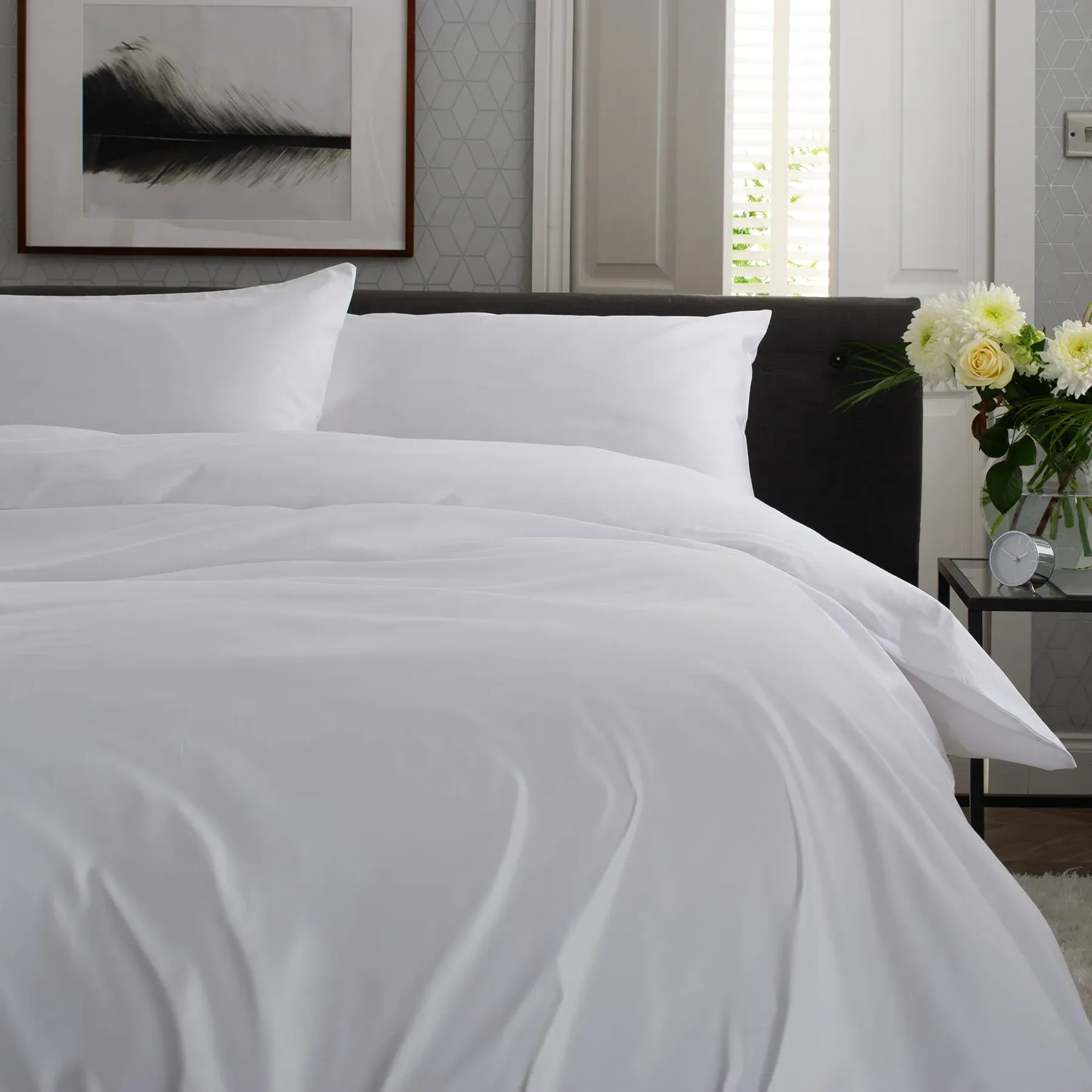 Double Duvet Cover 1000TC - White, Cotton Sateen