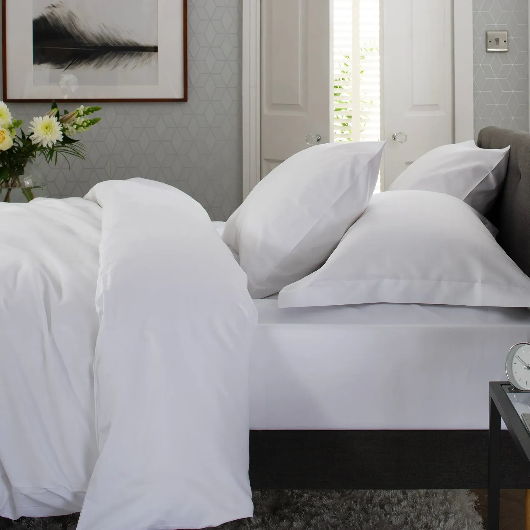 Double Duvet Cover 1000TC - White, Cotton Sateen