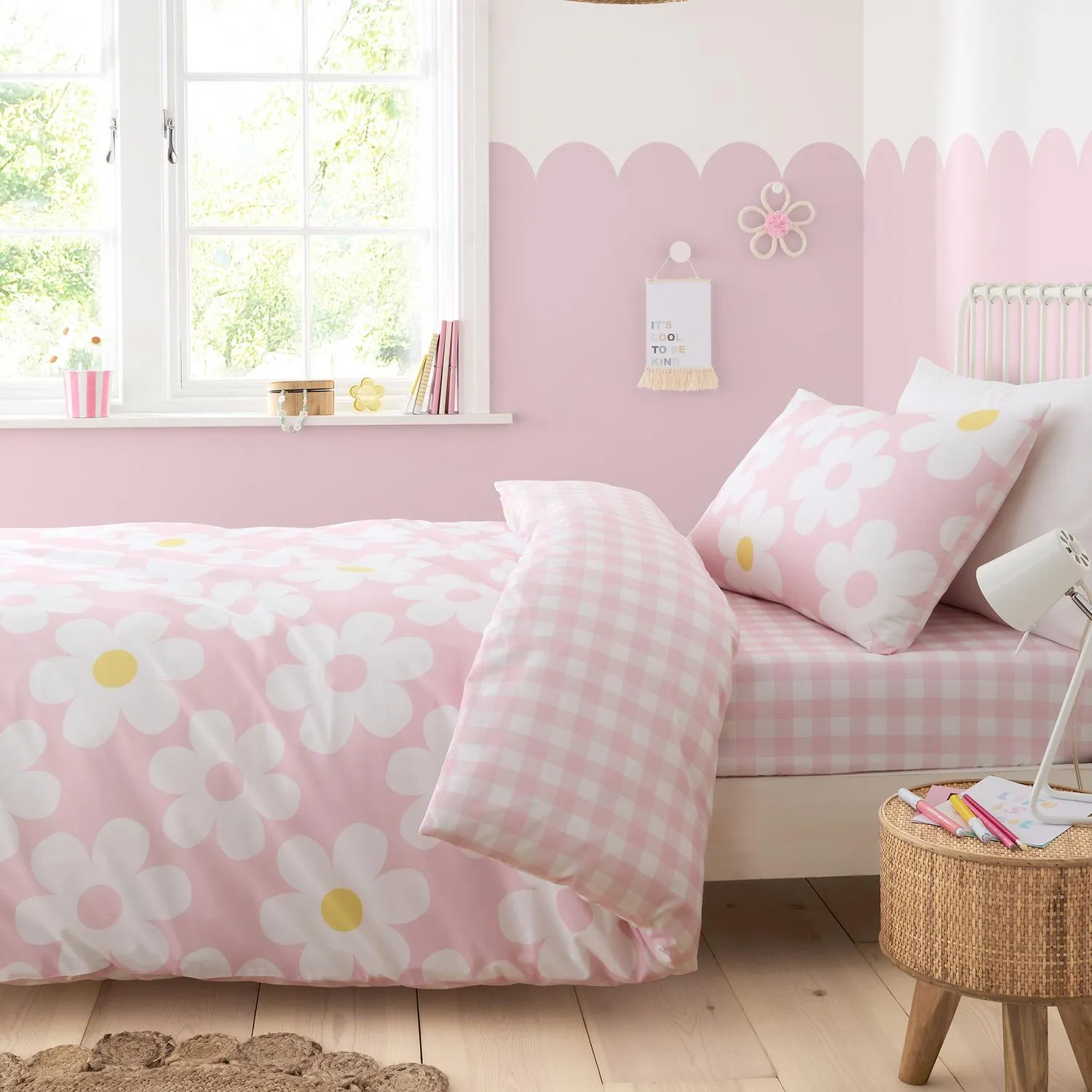 Double Duvet Set Easy Care - Pink, Cotton