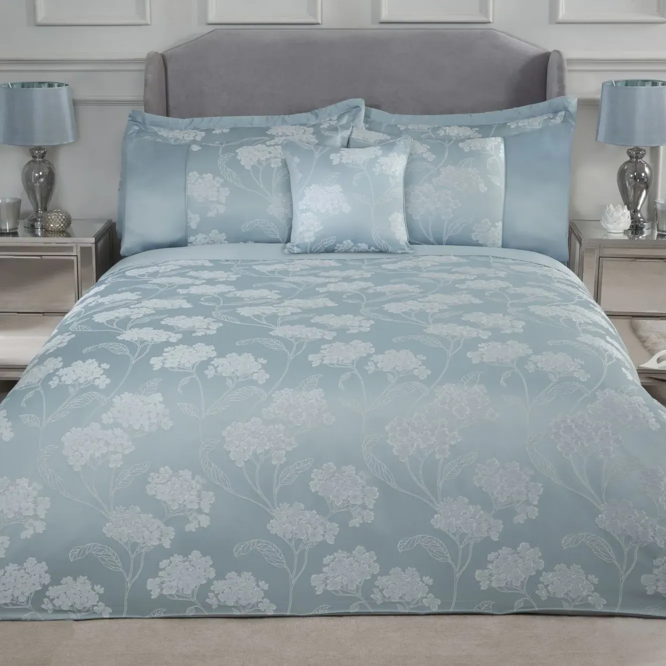 Double Duvet Set Embellished Jacquard - Blue