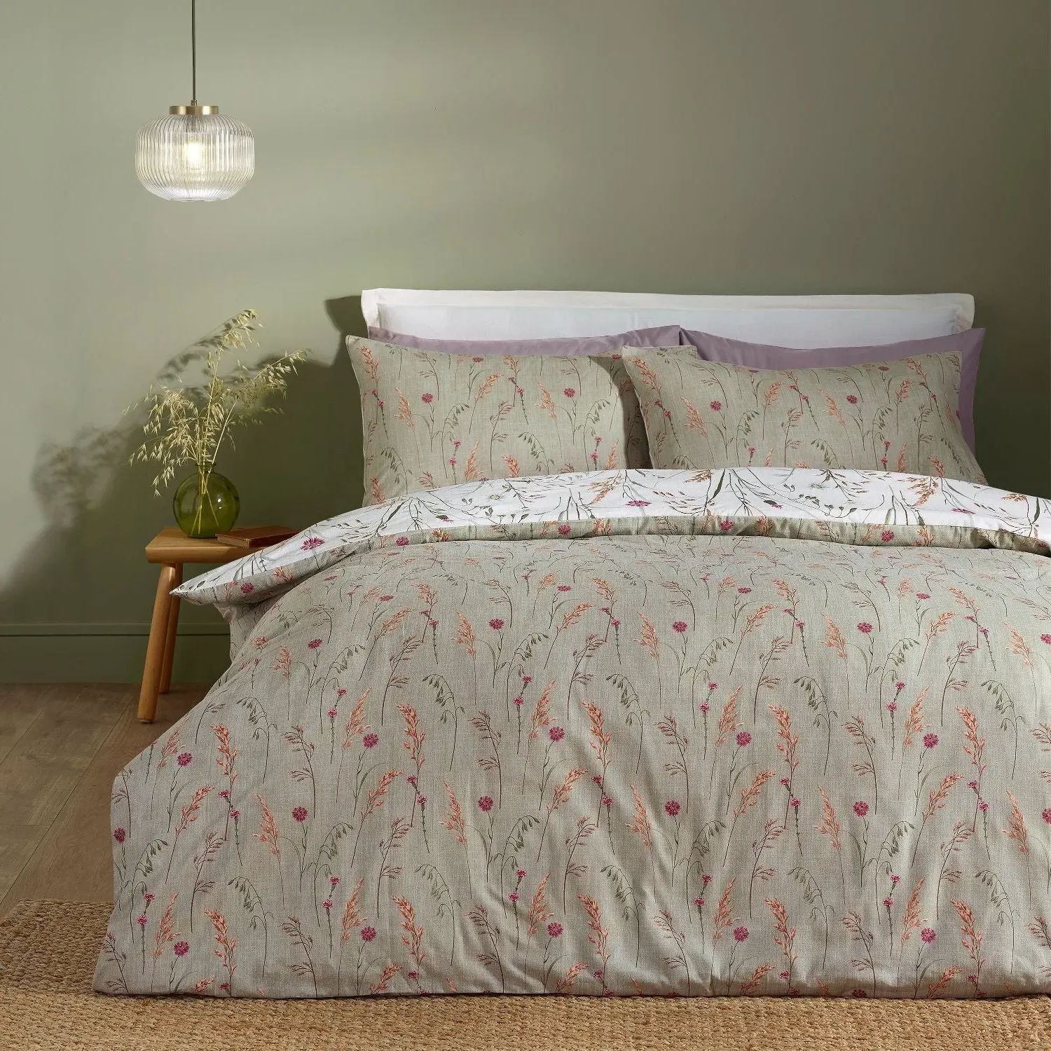 Double Duvet Set Floral - Green, Cotton image