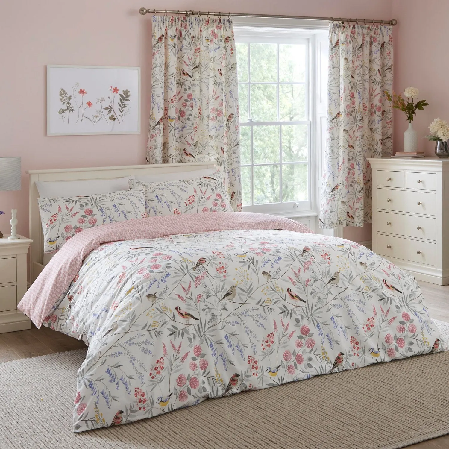 Double Duvet Set Floral - Pink, Poly Cotton