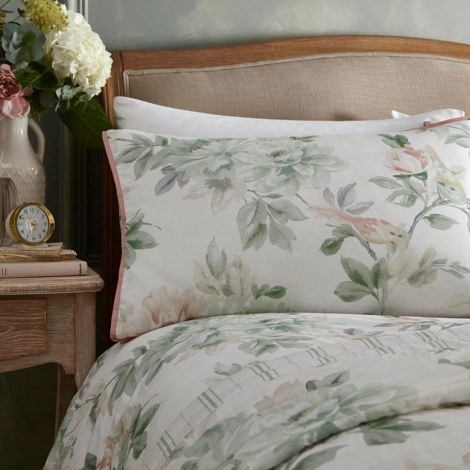 Double Duvet Set Floral Print - Green, Cotton image