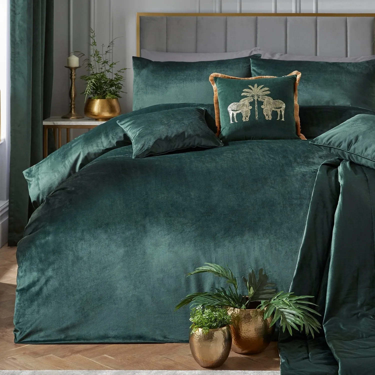 Double Duvet Set - Green, Velvet