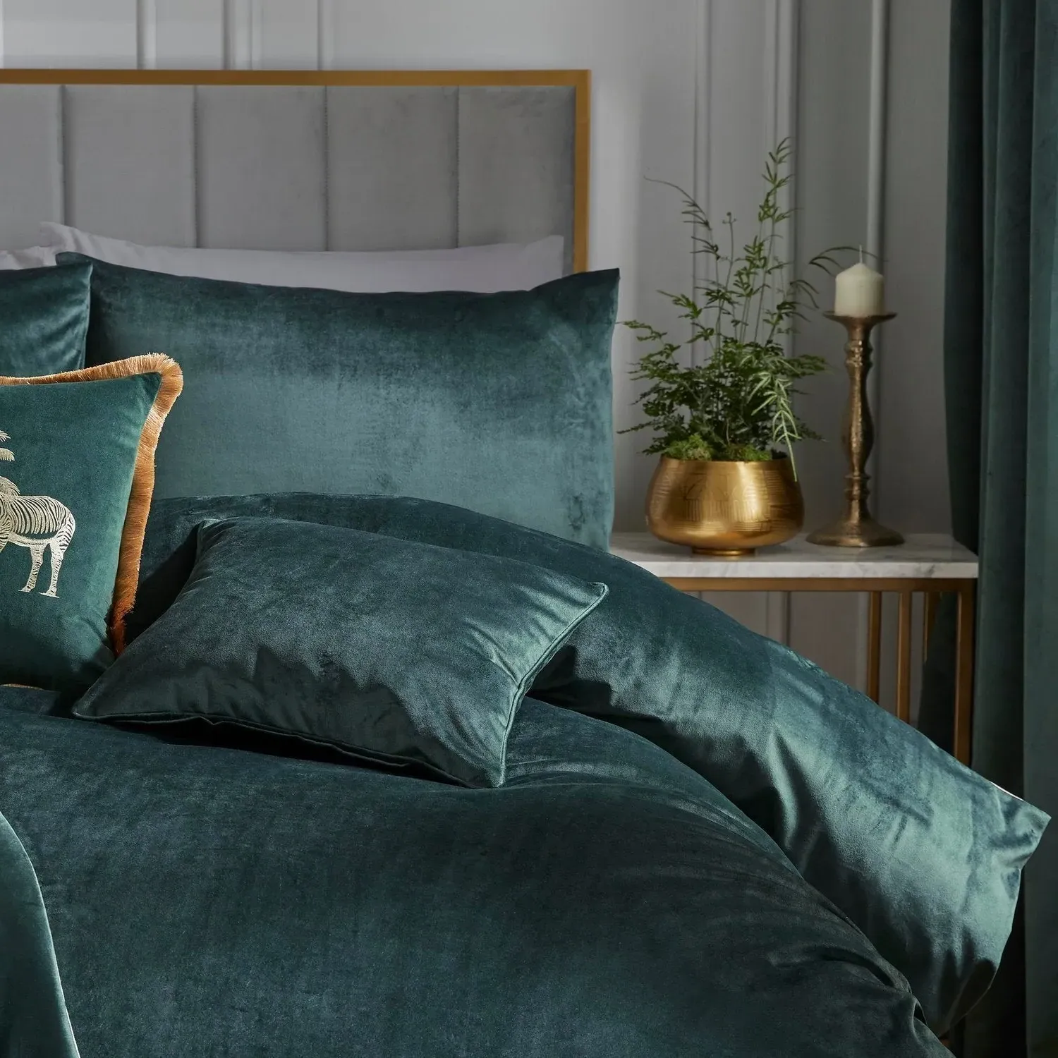 Double Duvet Set - Green, Velvet image
