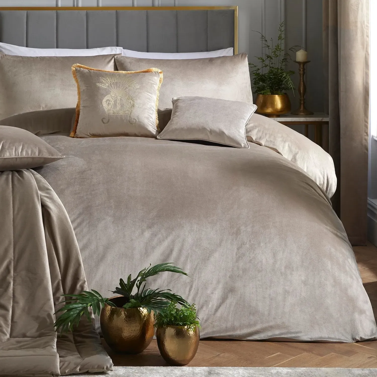 Double Duvet Set - Natural, Linen Velvet
