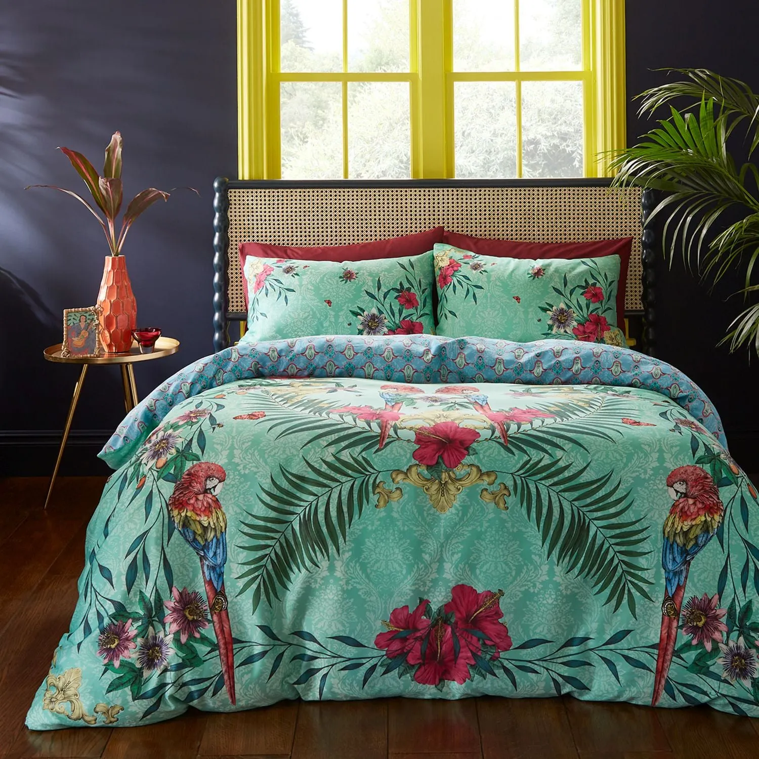 Double Duvet Set Paradise Parrot - Green, Cotton