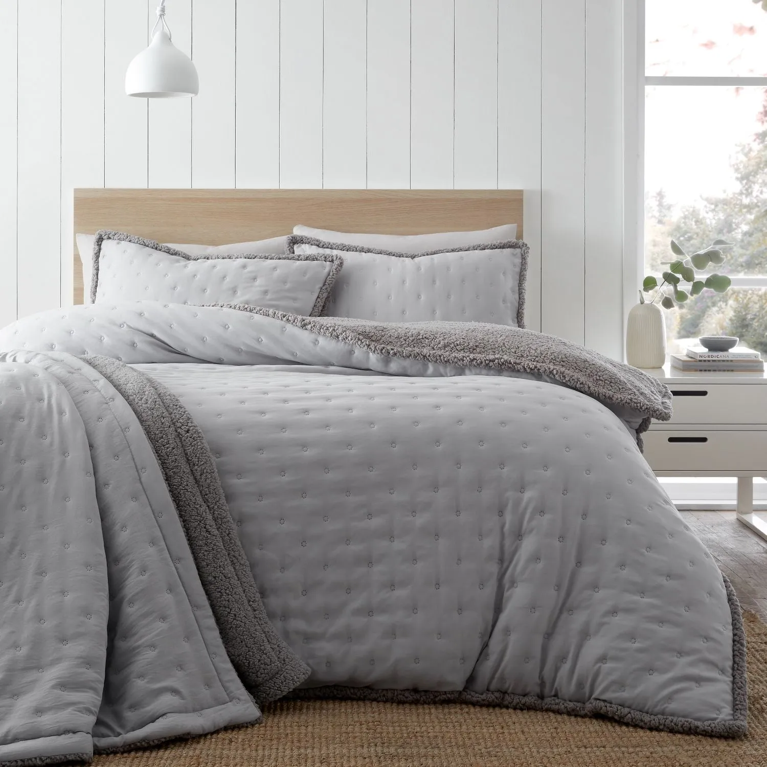 Double Duvet Set Pinsonic Circles - Grey, Sherpa