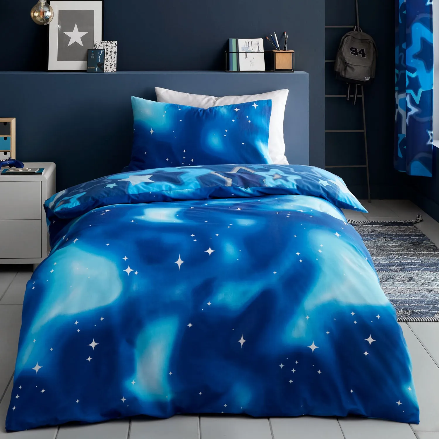 Double Duvet Set Reversible - Blue, Cotton Blend image