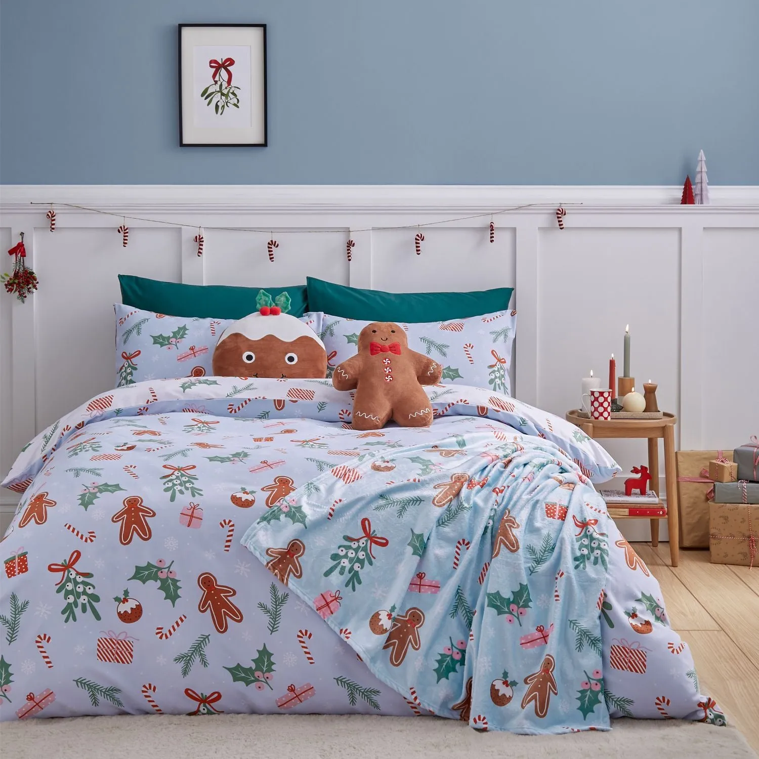 Double Duvet Set Reversible - Blue, Microfibre
