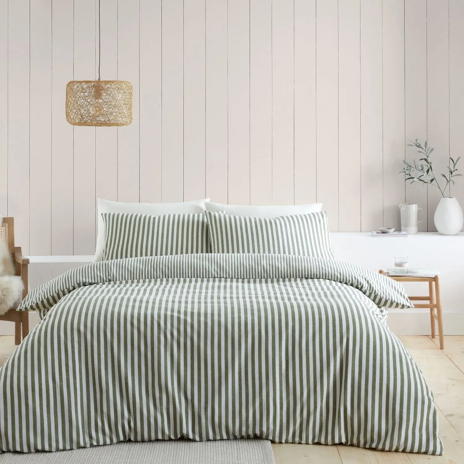 Double Duvet Set Reversible - Green, Cotton