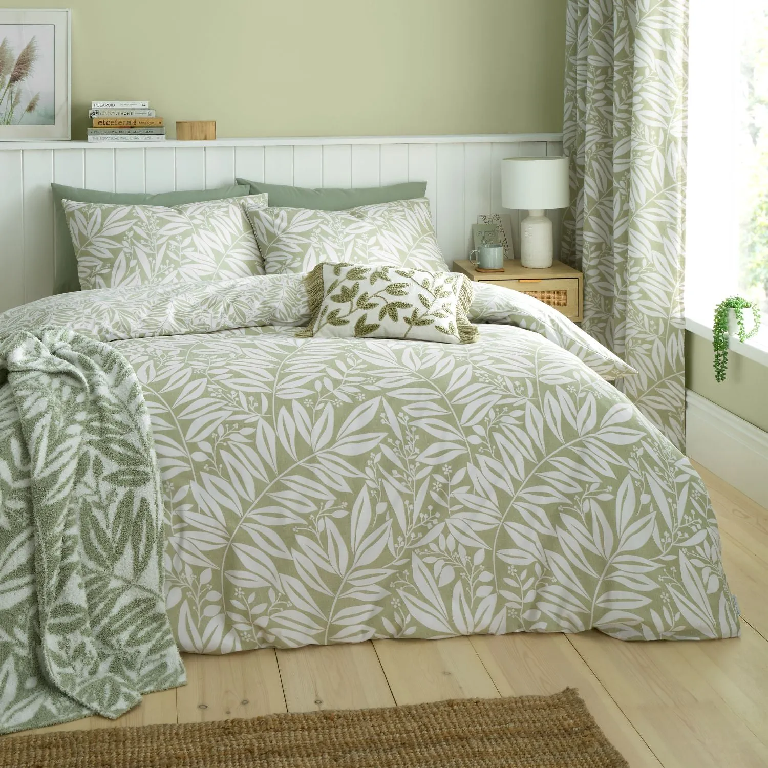 Double Duvet Set Reversible - Green, Cotton