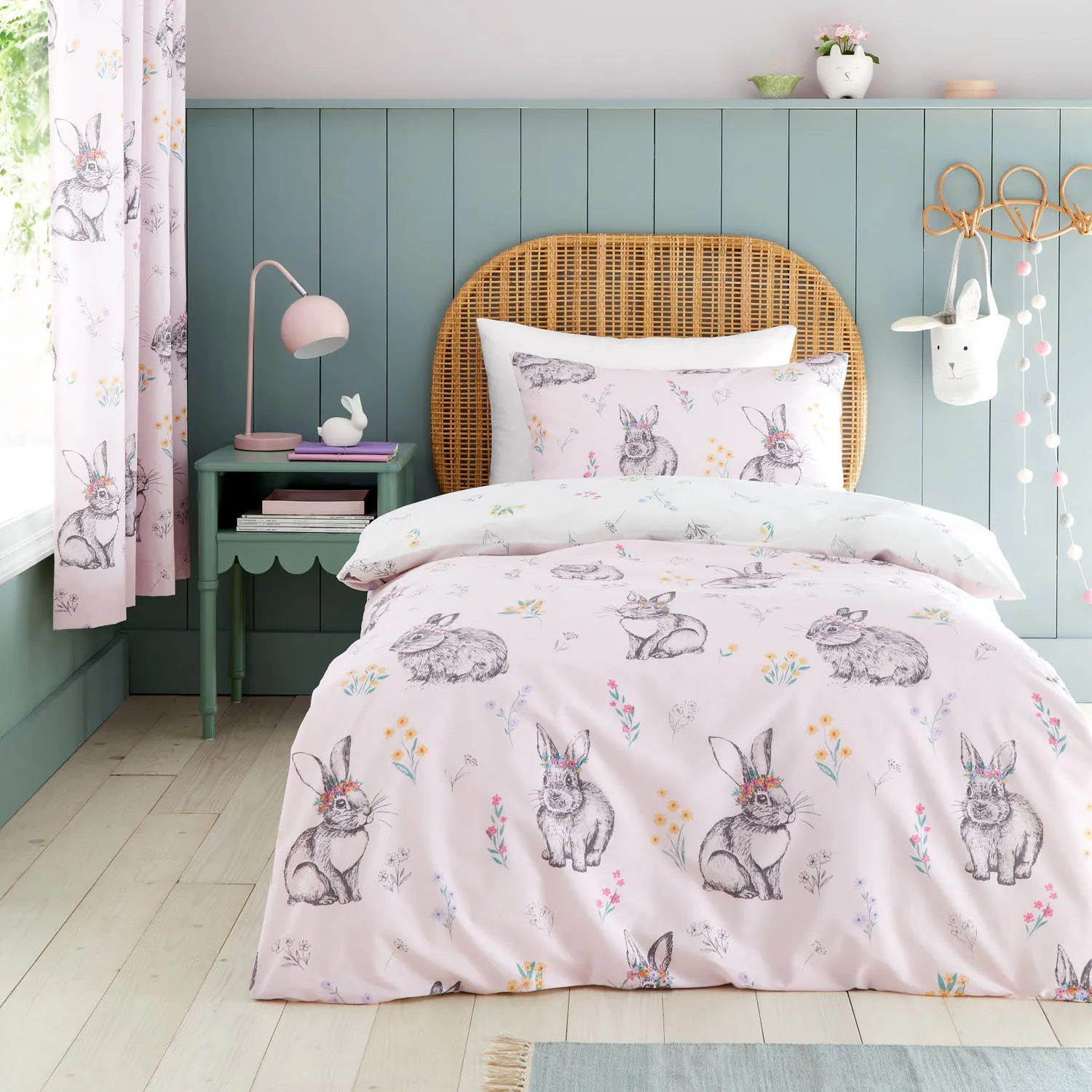 Double Duvet Set Reversible - Pink, Cotton Blend
