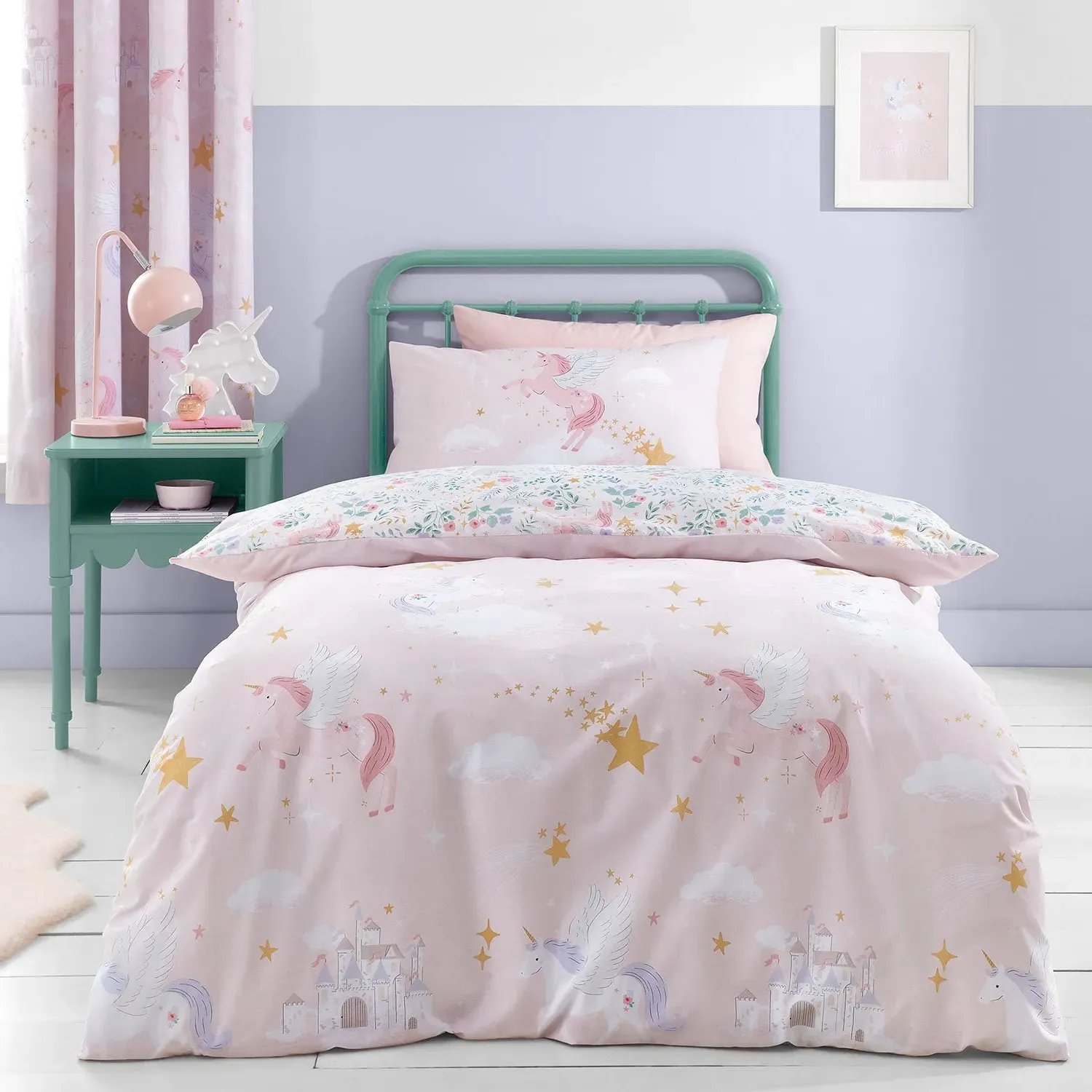 Double Duvet Set Reversible - Pink, Cotton Blend