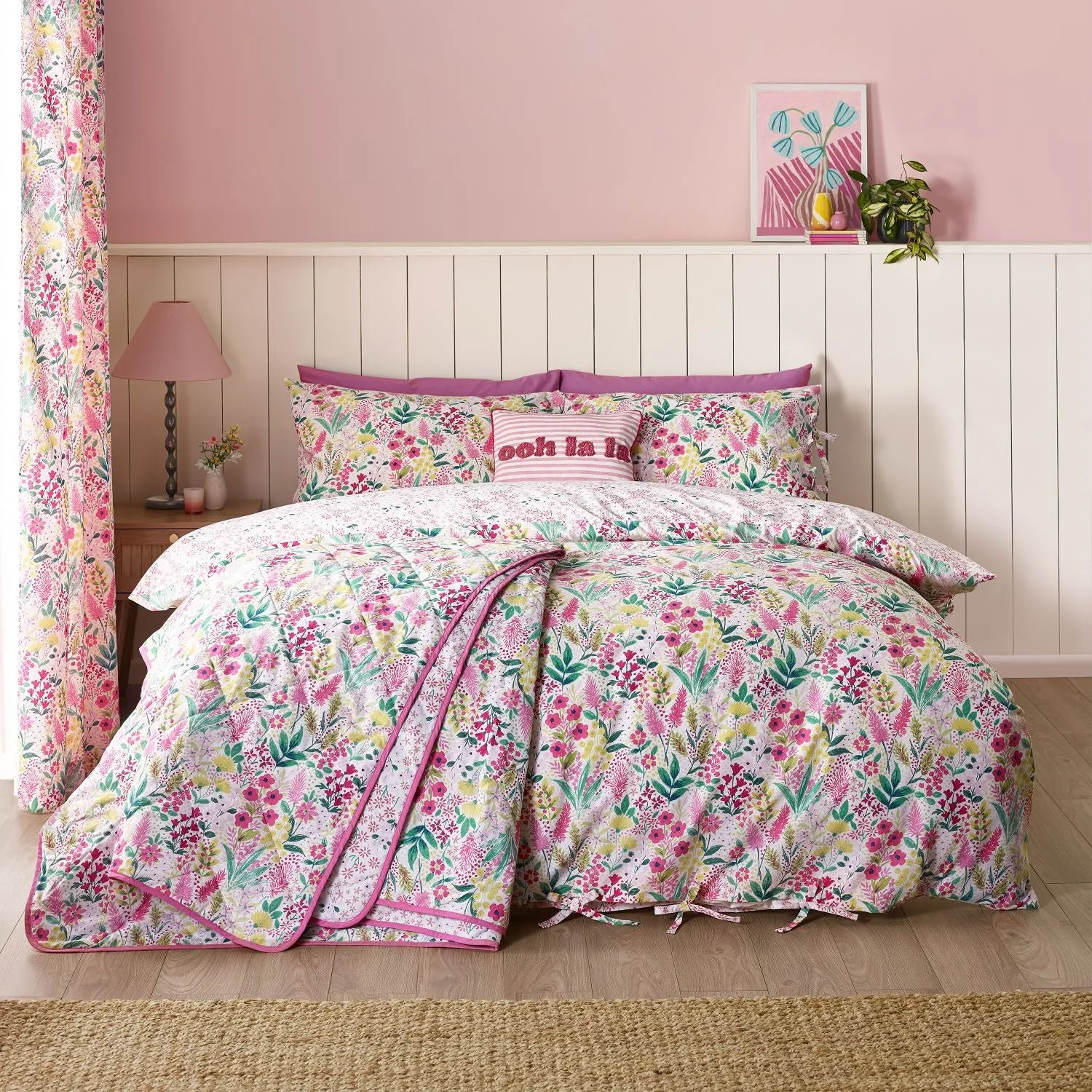 Double Duvet Set Reversible - Pink, Polycotton