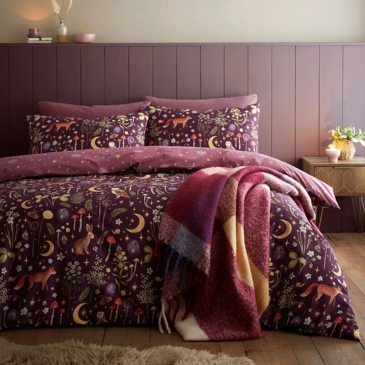 Double Duvet Set Reversible - Purple, Cotton
