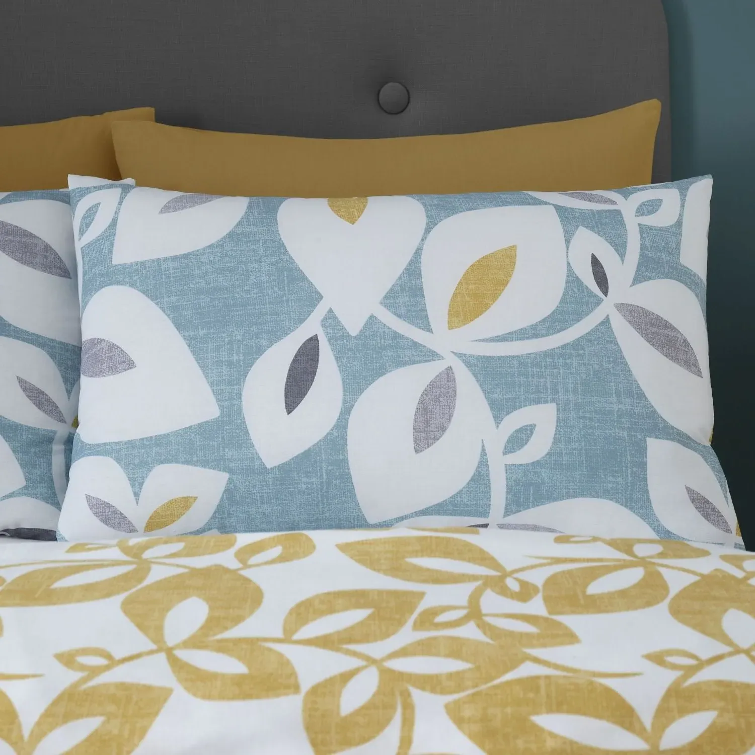 Double Duvet Set Reversible - Teal, Cotton Blend