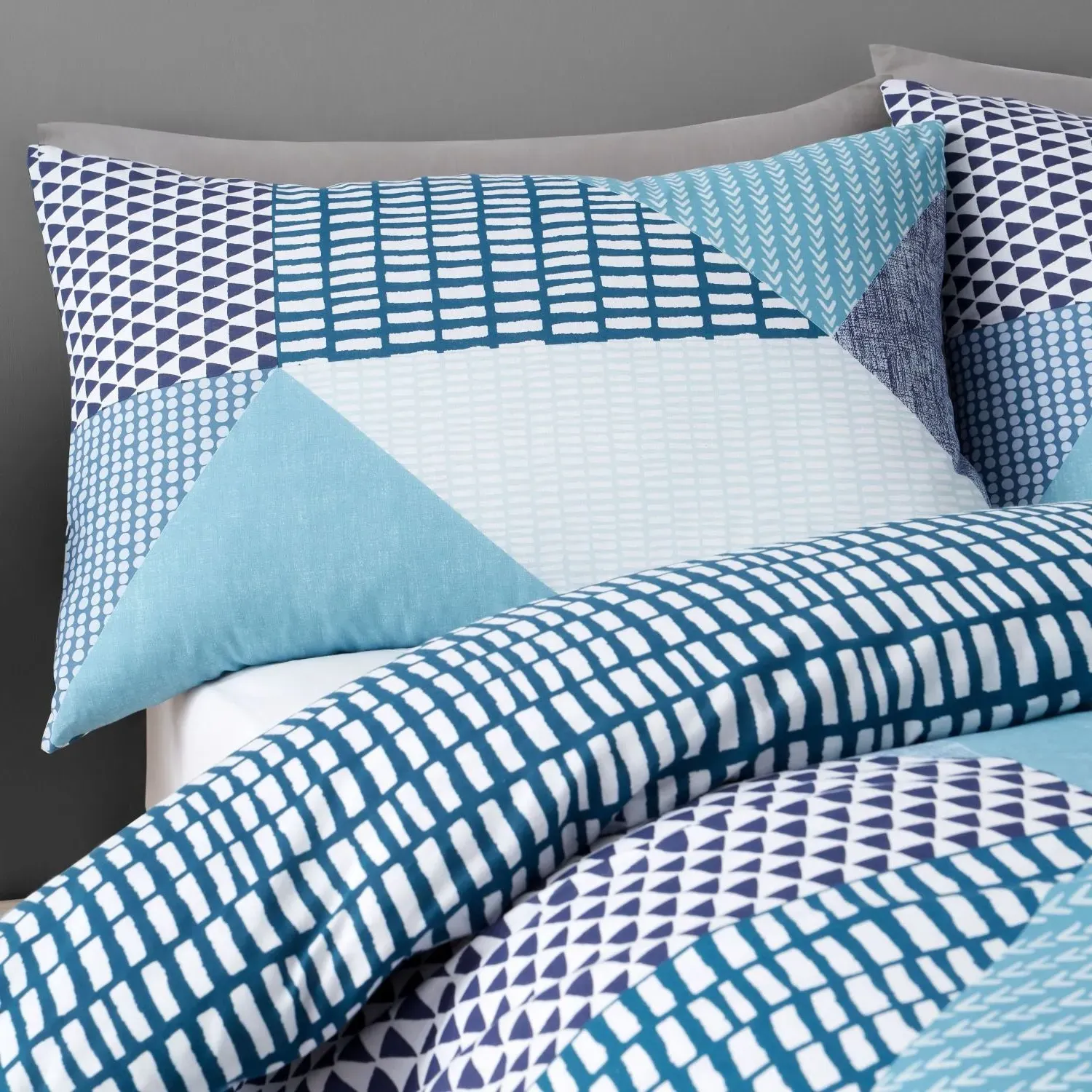 Double Duvet Set Reversible - Teal, Cotton