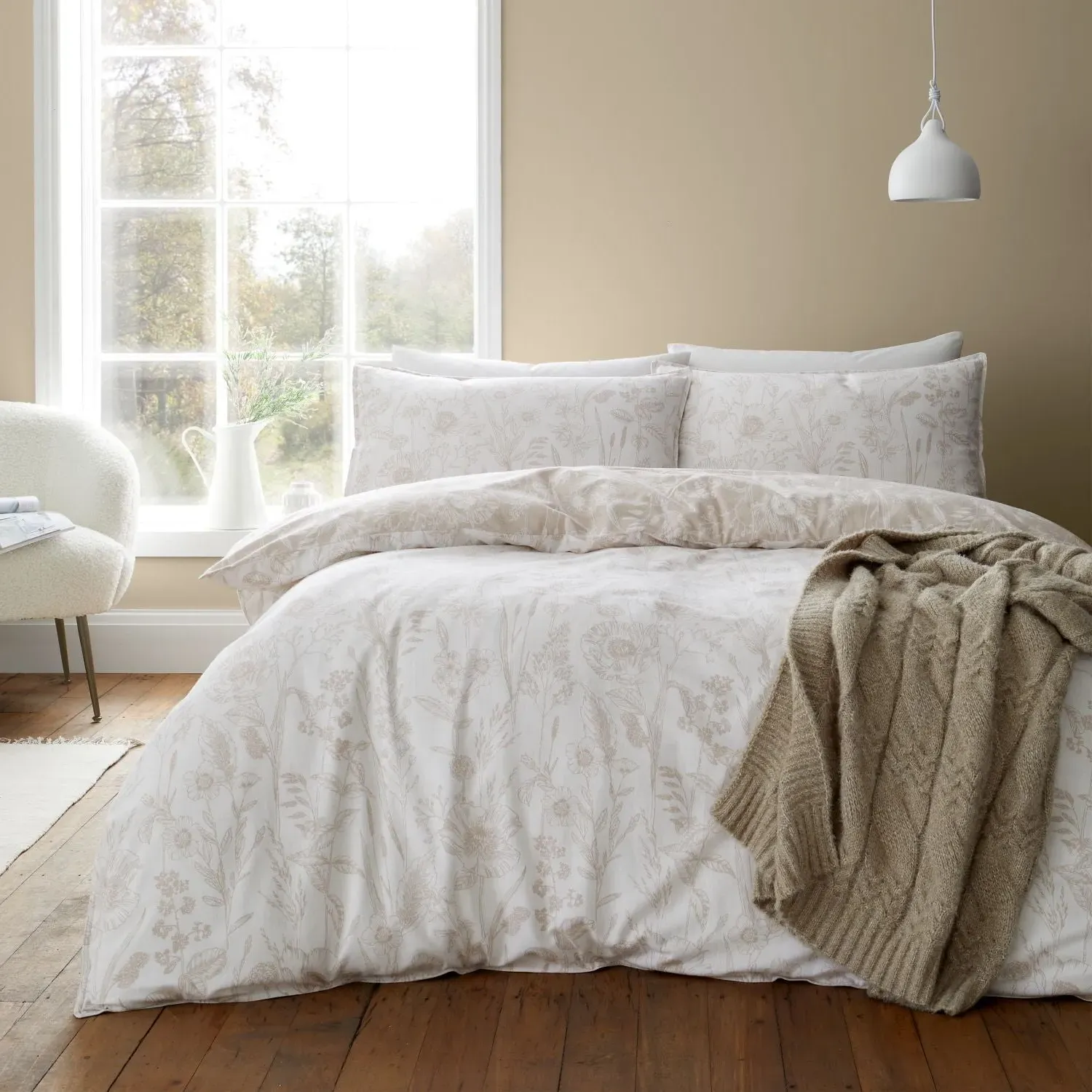 Double Duvet Set Reversible - White, Cotton