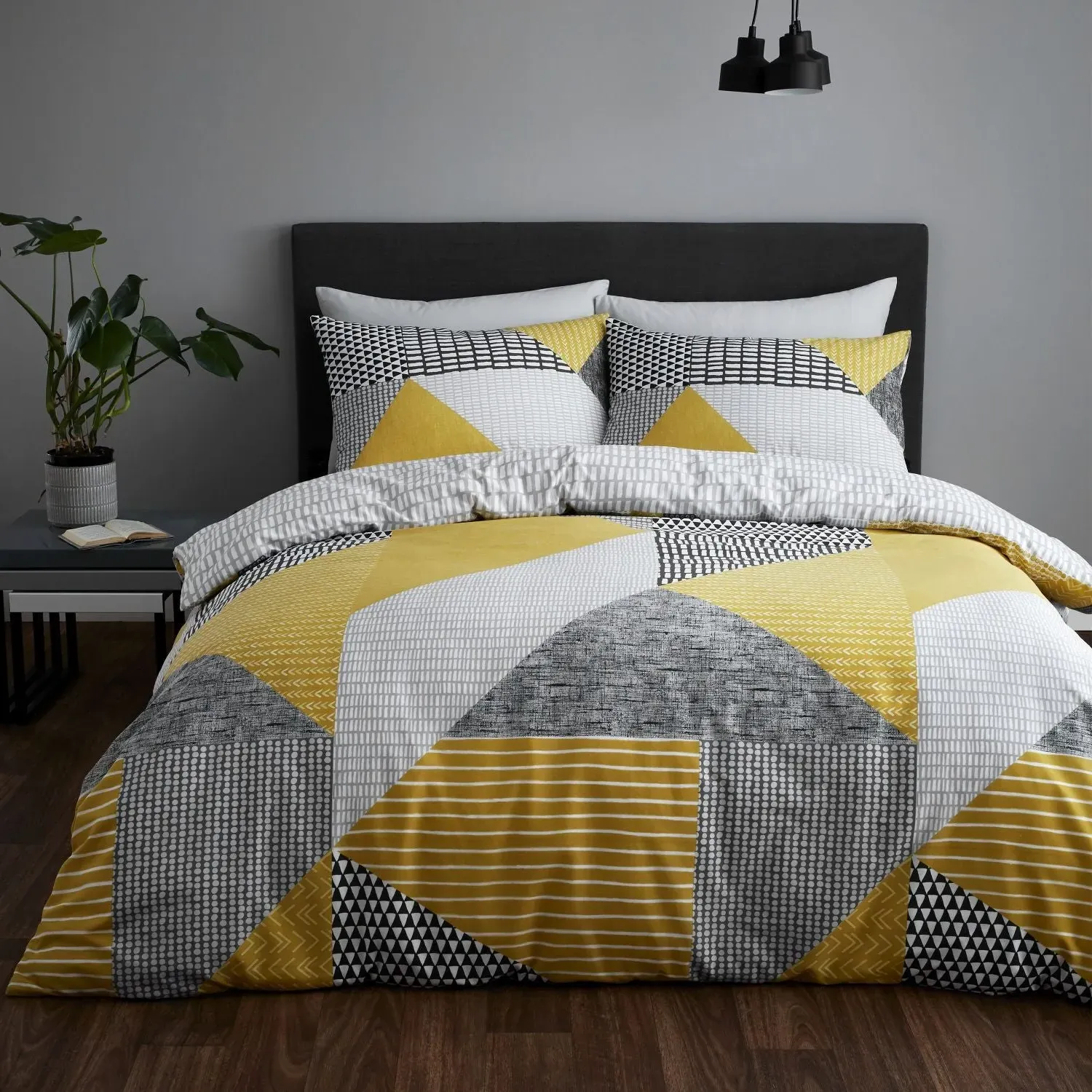 Double Duvet Set Reversible - Yellow, Cotton