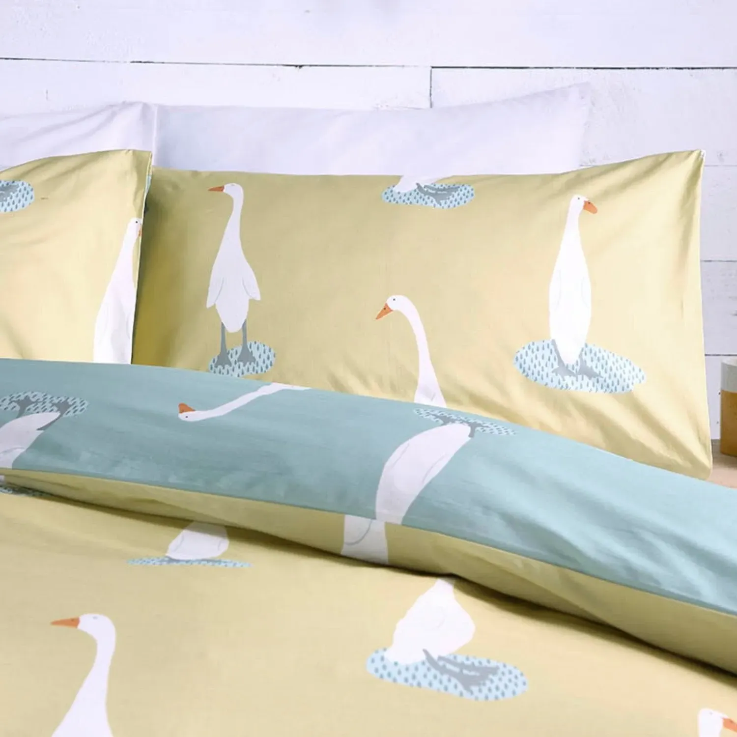Double Duvet Set Reversible - Yellow, Polycotton image