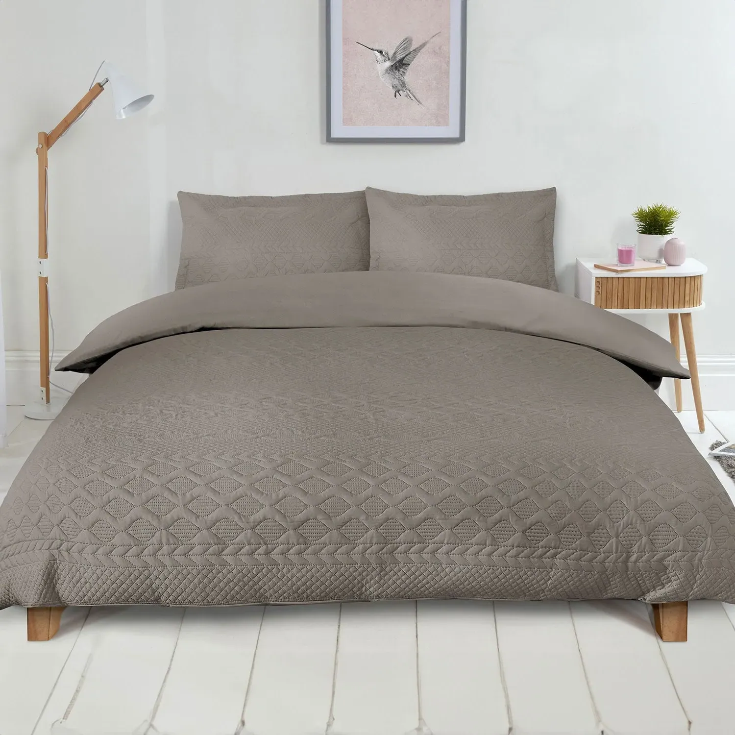 Double Duvet Set with Embroidery - Stone