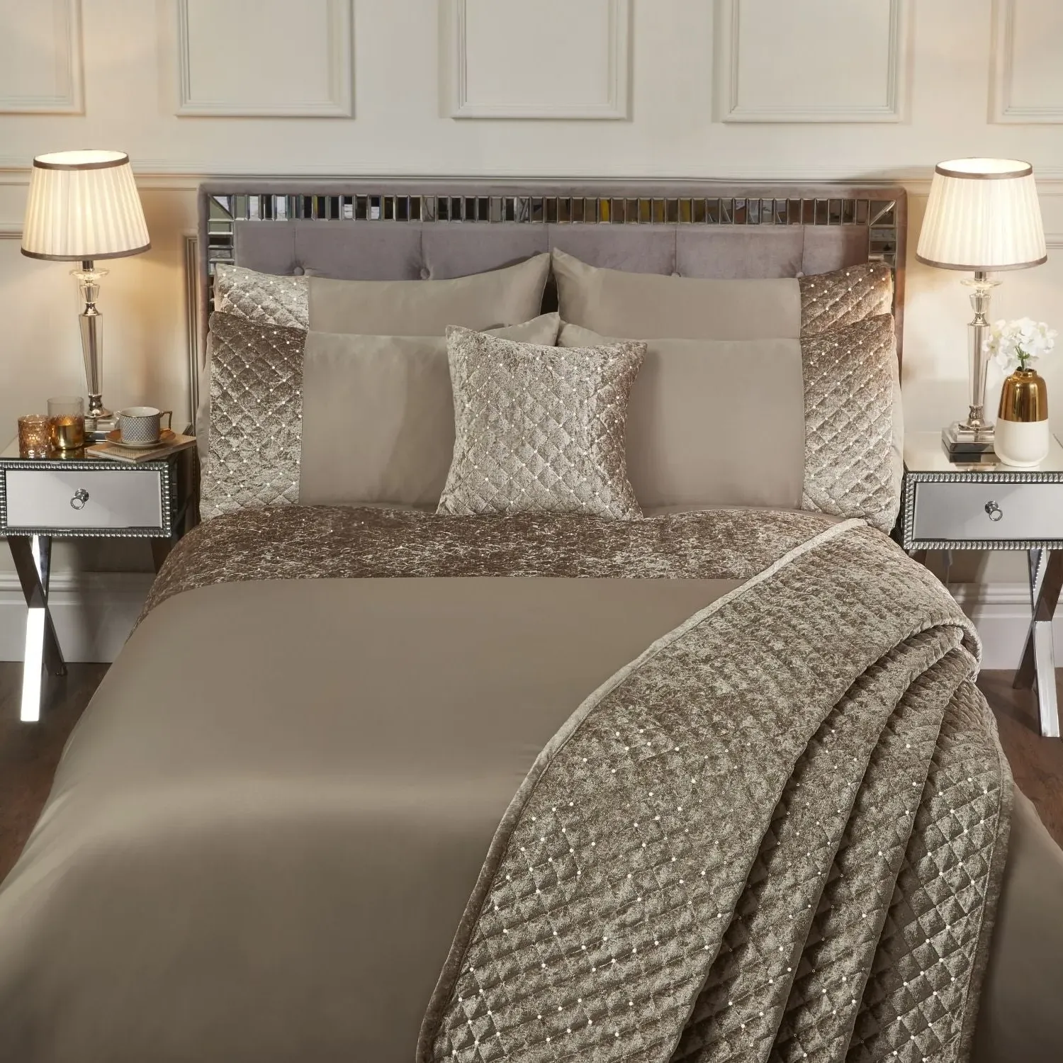 Double Duvet Set with Sequins - Gold, Velvet