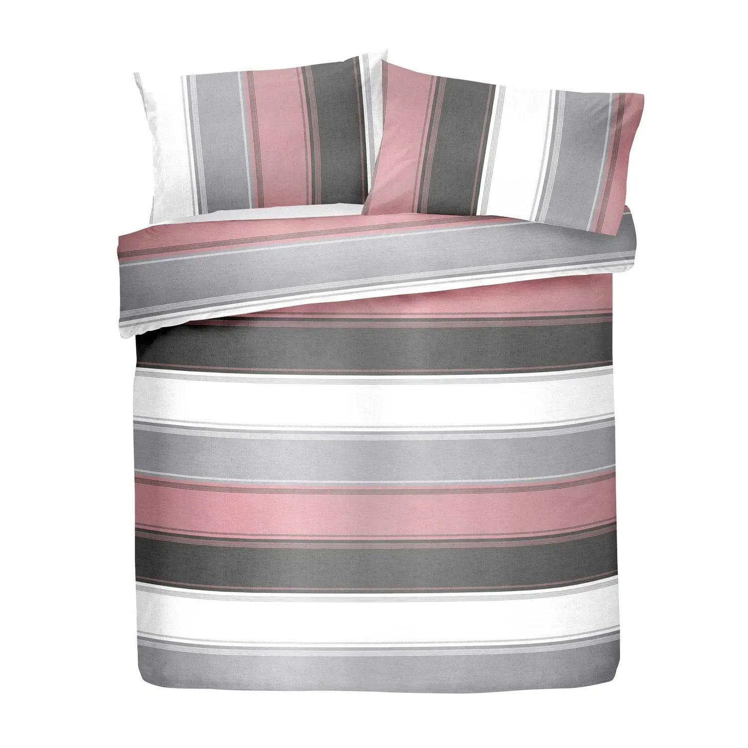 Double Duvet Set with Stripes - Pink, Polycotton