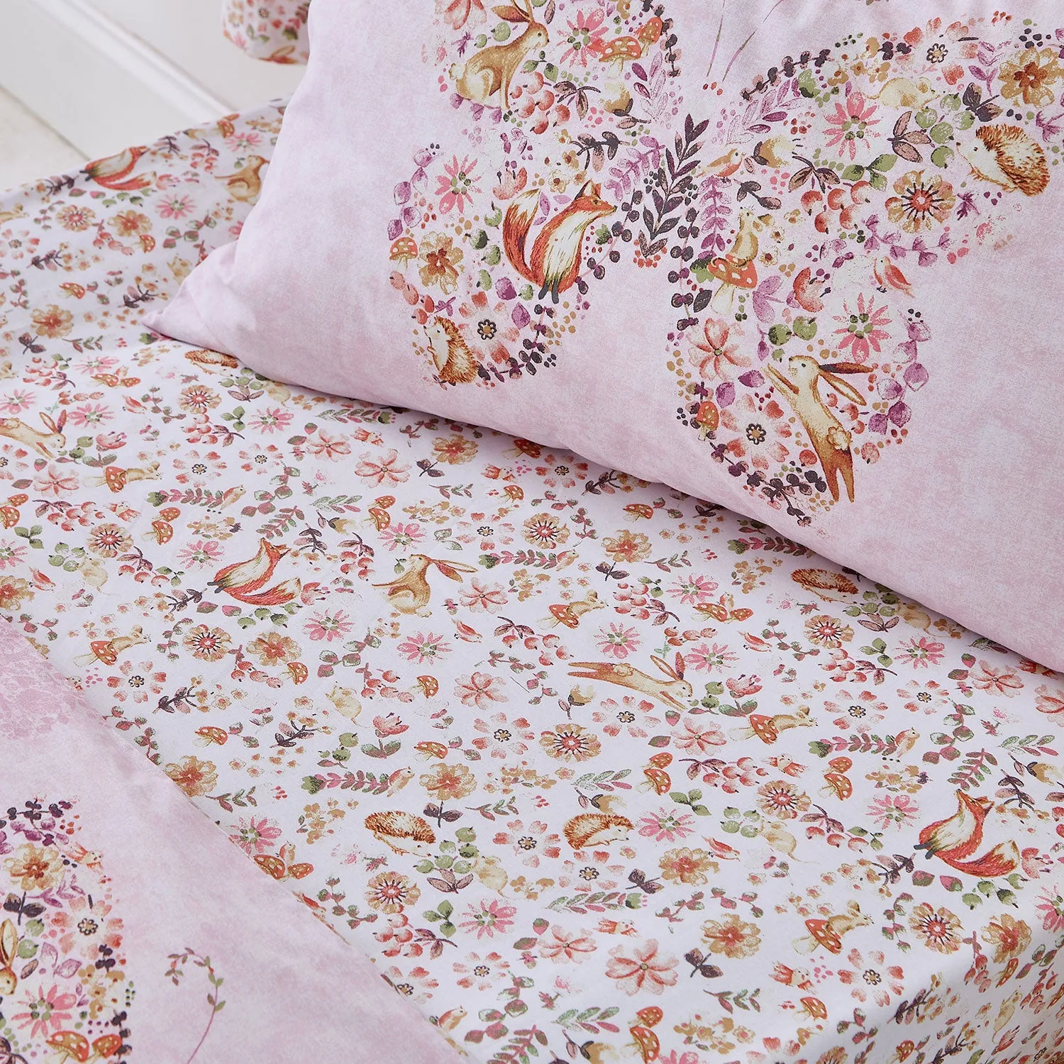 Double Fitted Sheet Butterfly Print - Pink