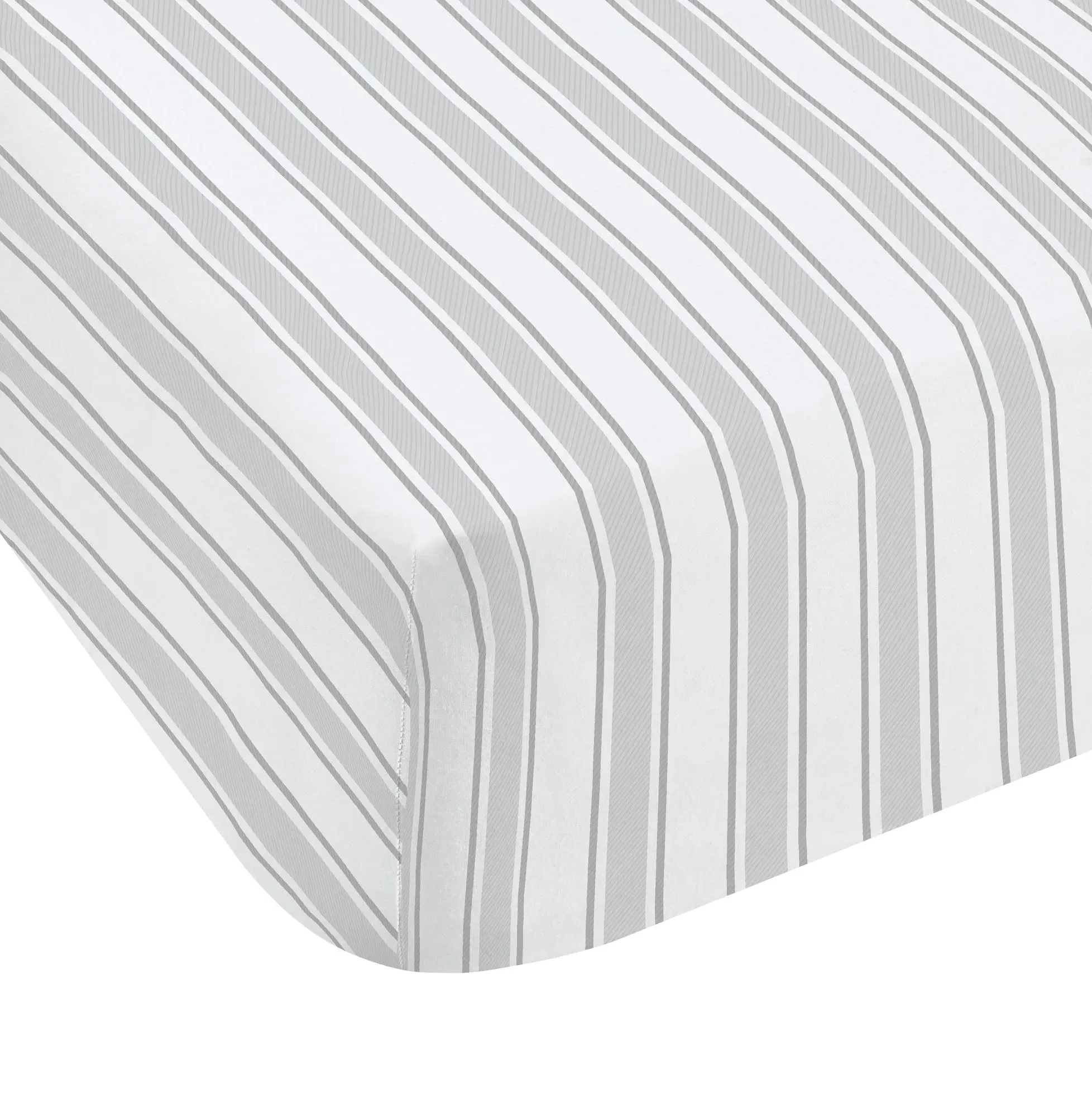 Double Fitted Sheet Check & Stripe - Grey, Cotton