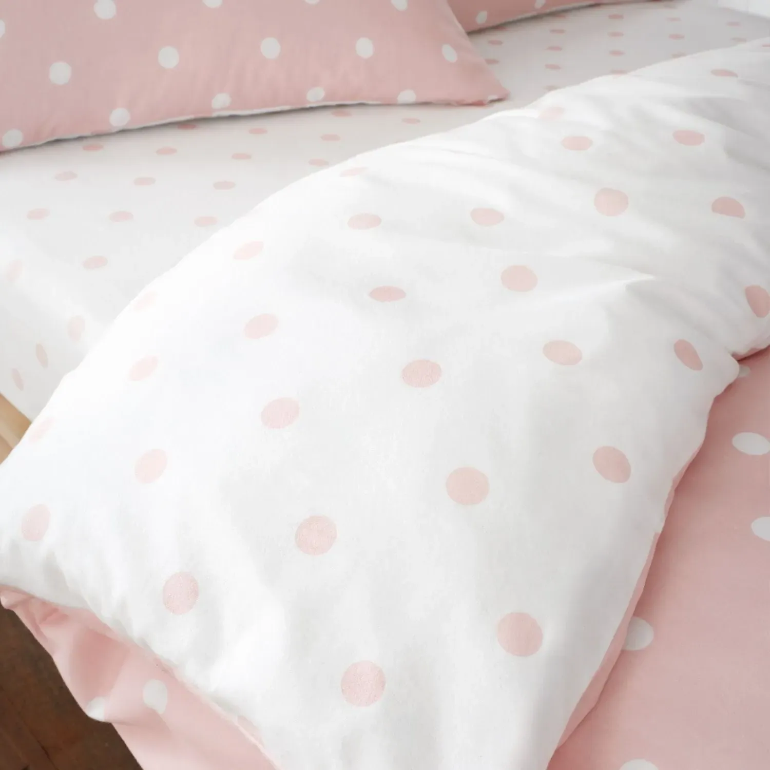 Double Fitted Sheet Polka Dot - Pink, Cotton