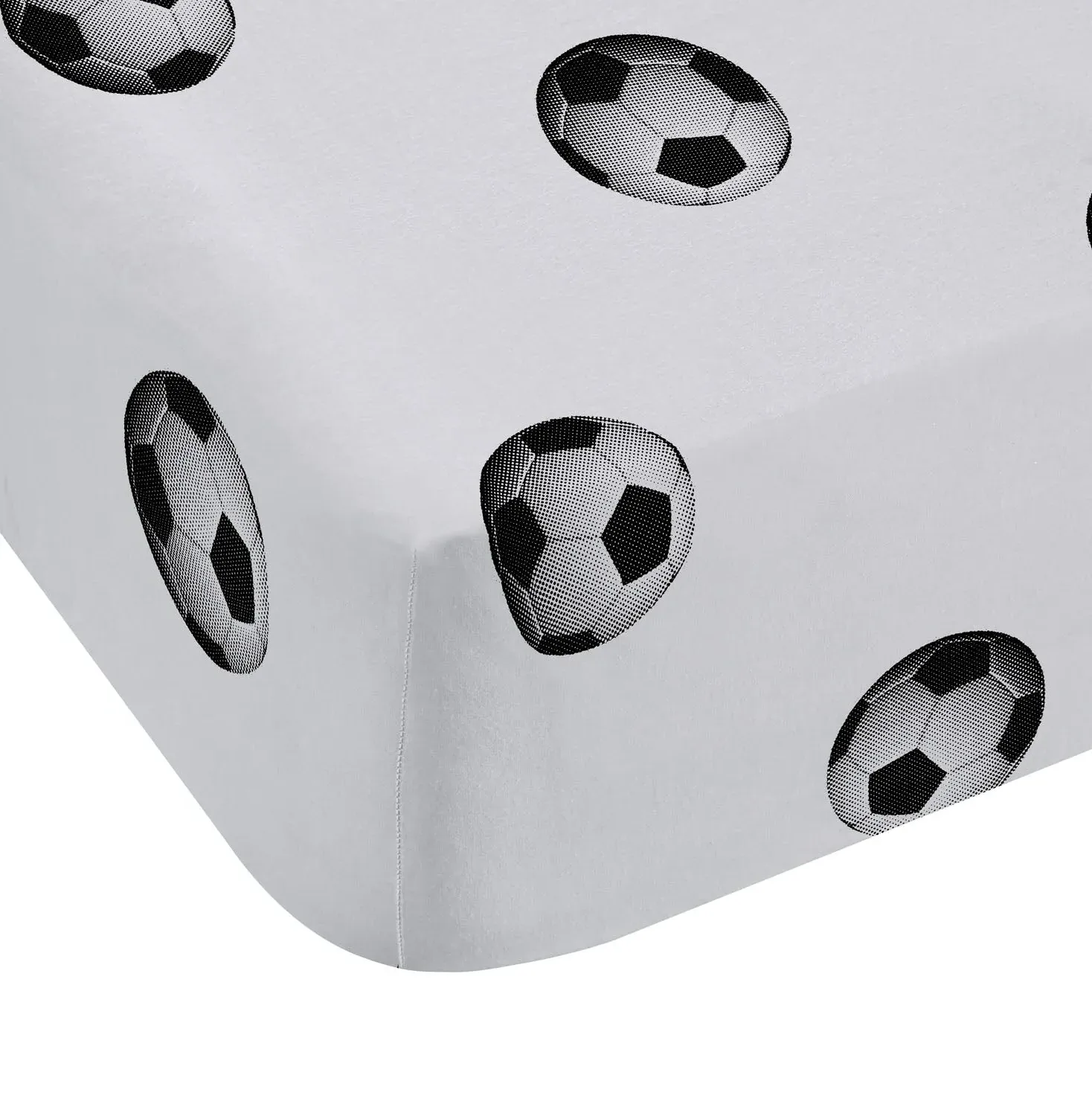 Double Football Fitted Sheet - White, Cotton Blend