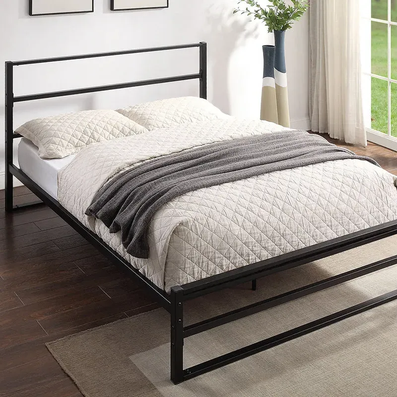Double Metal Bed Frame with Slats - Black image