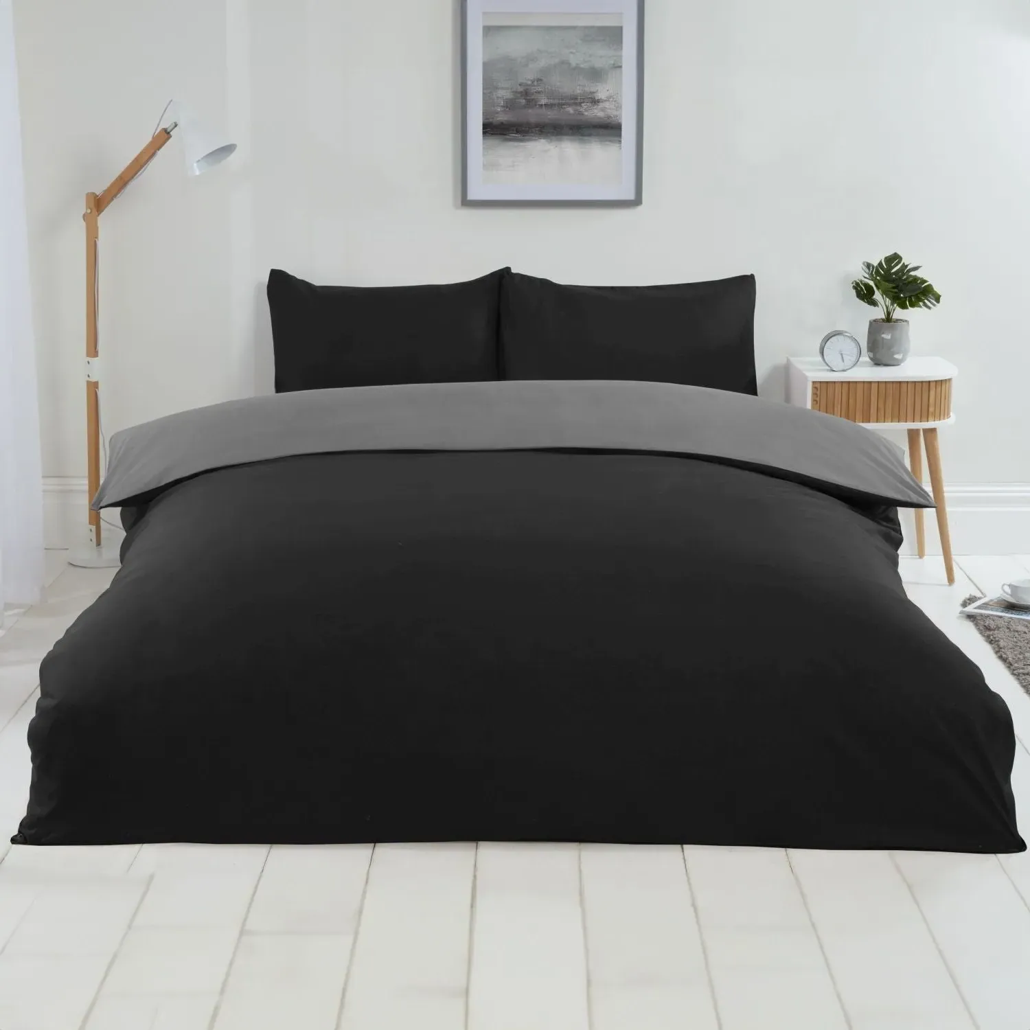 Double Reversible Duvet Set - Black