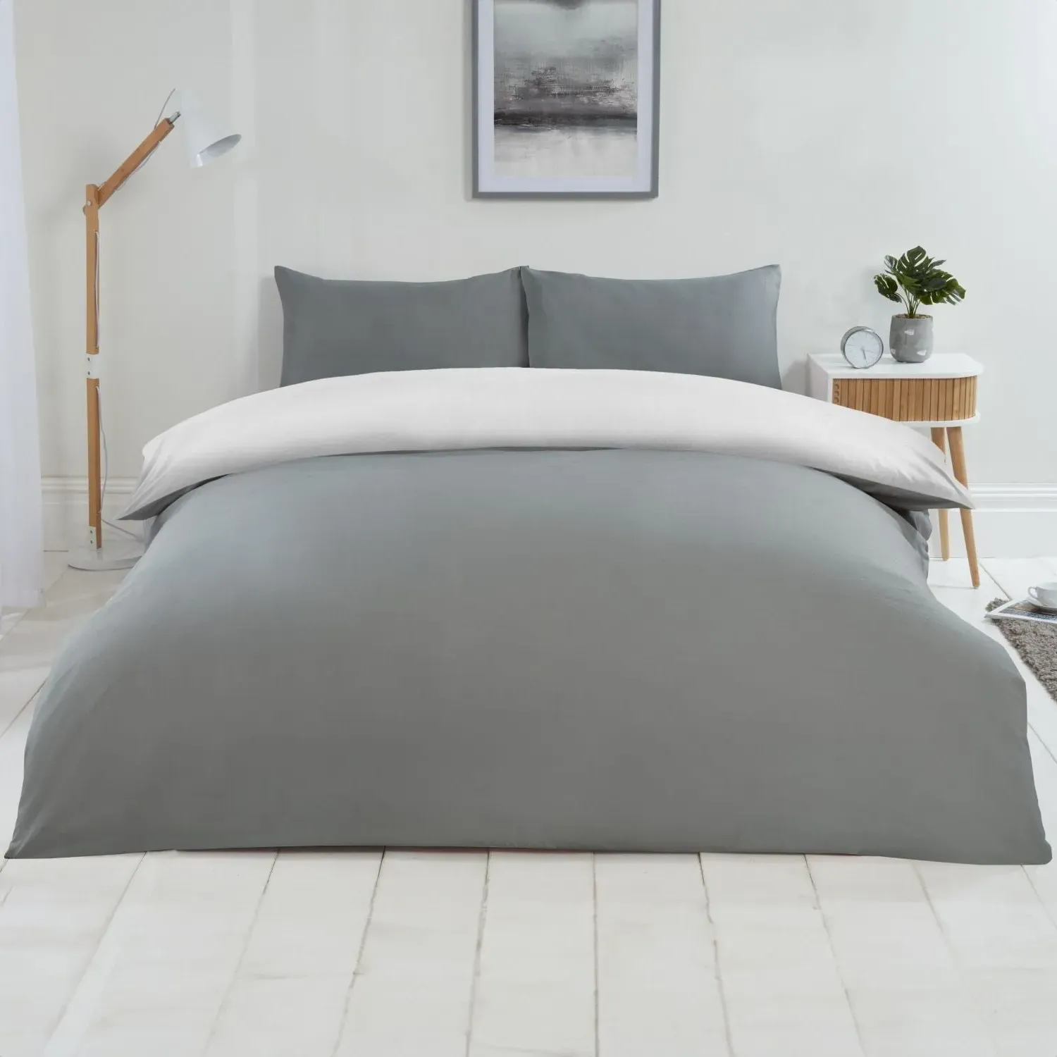 Double Reversible Duvet Set - Grey