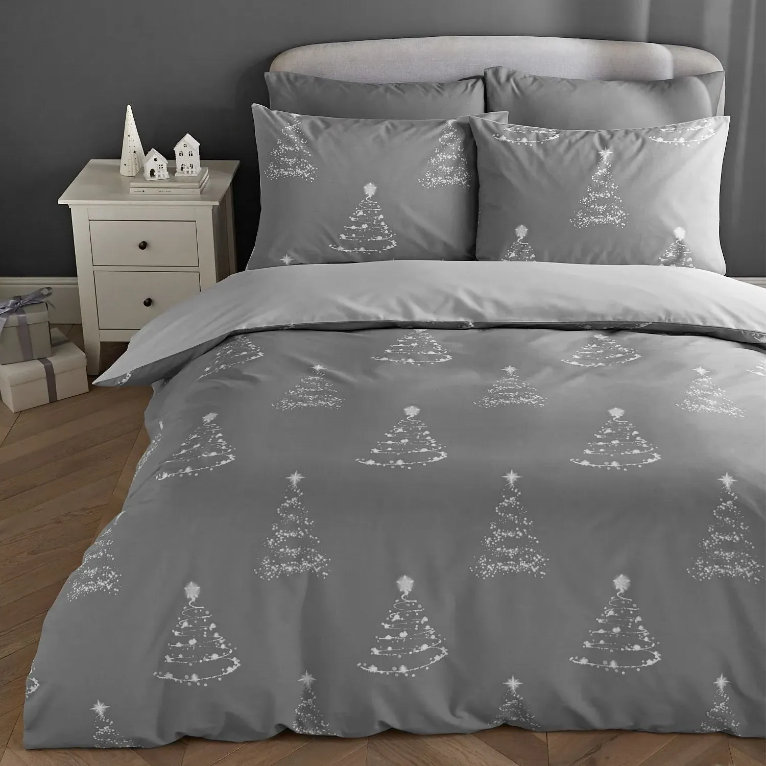 Double Reversible Duvet Set - Grey, Cotton image