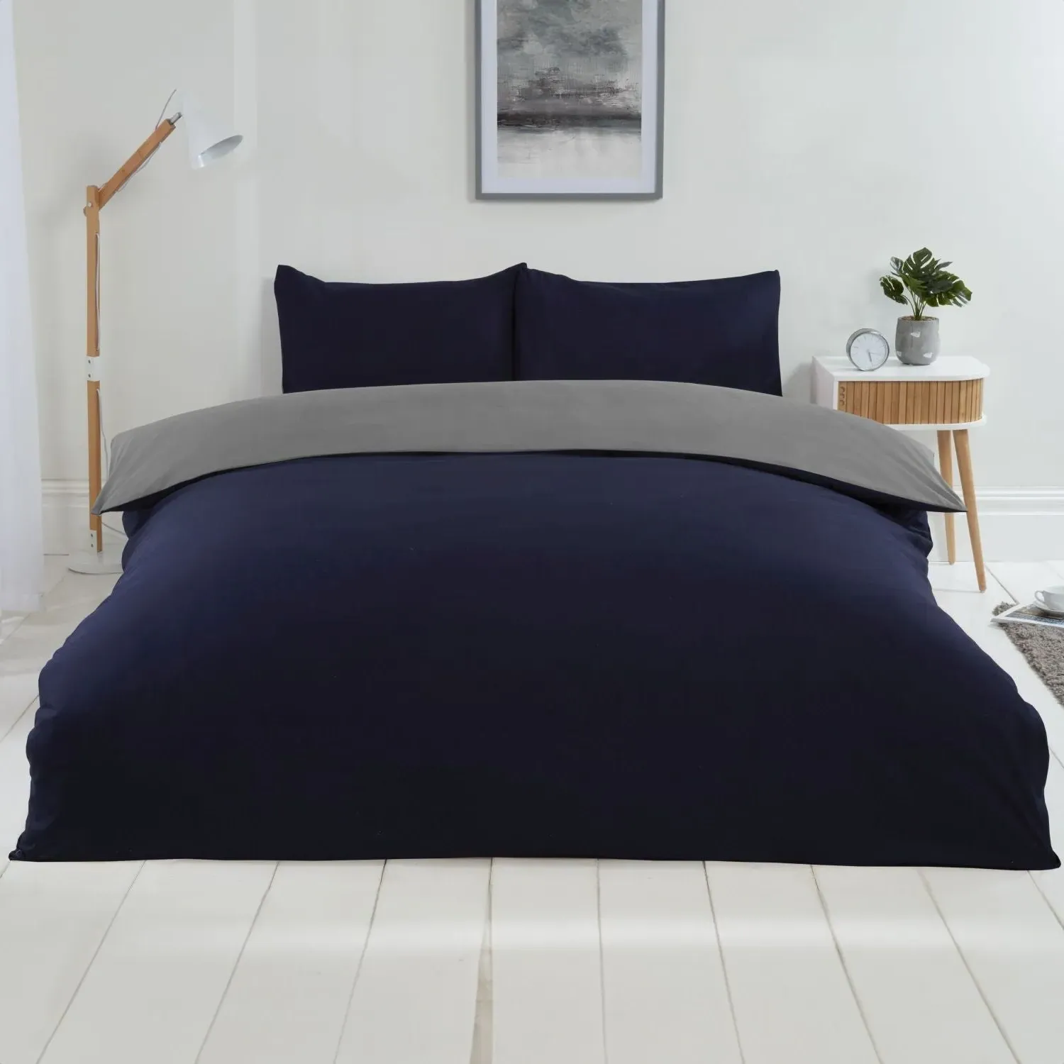Double Reversible Duvet Set - Navy