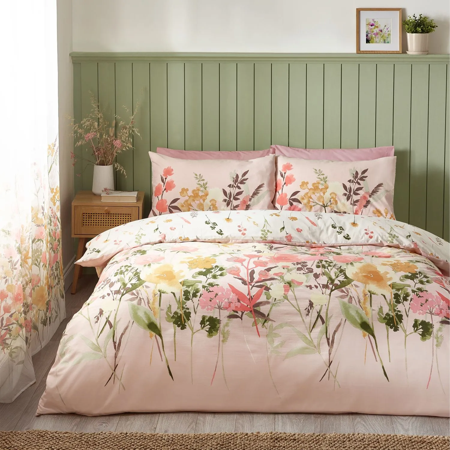 Double Reversible Duvet Set - Pink, Cotton Blend