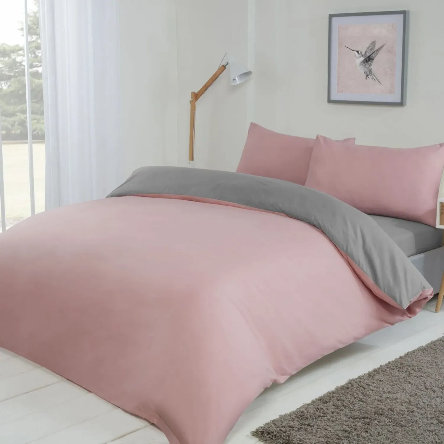 Double Reversible Duvet Set - Pink