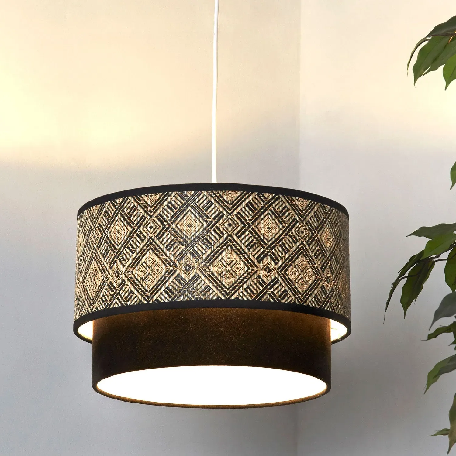 Double Tier Drum Light Shade - Cream