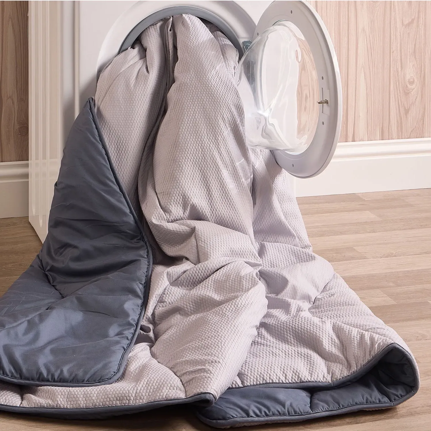 Double Waffle Duvet Set - Grey, Hollowfibre