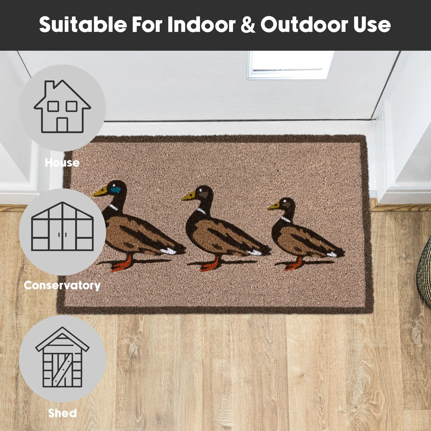Ducks Latex Backed Coir Entrance Doormat - Natural alternate view