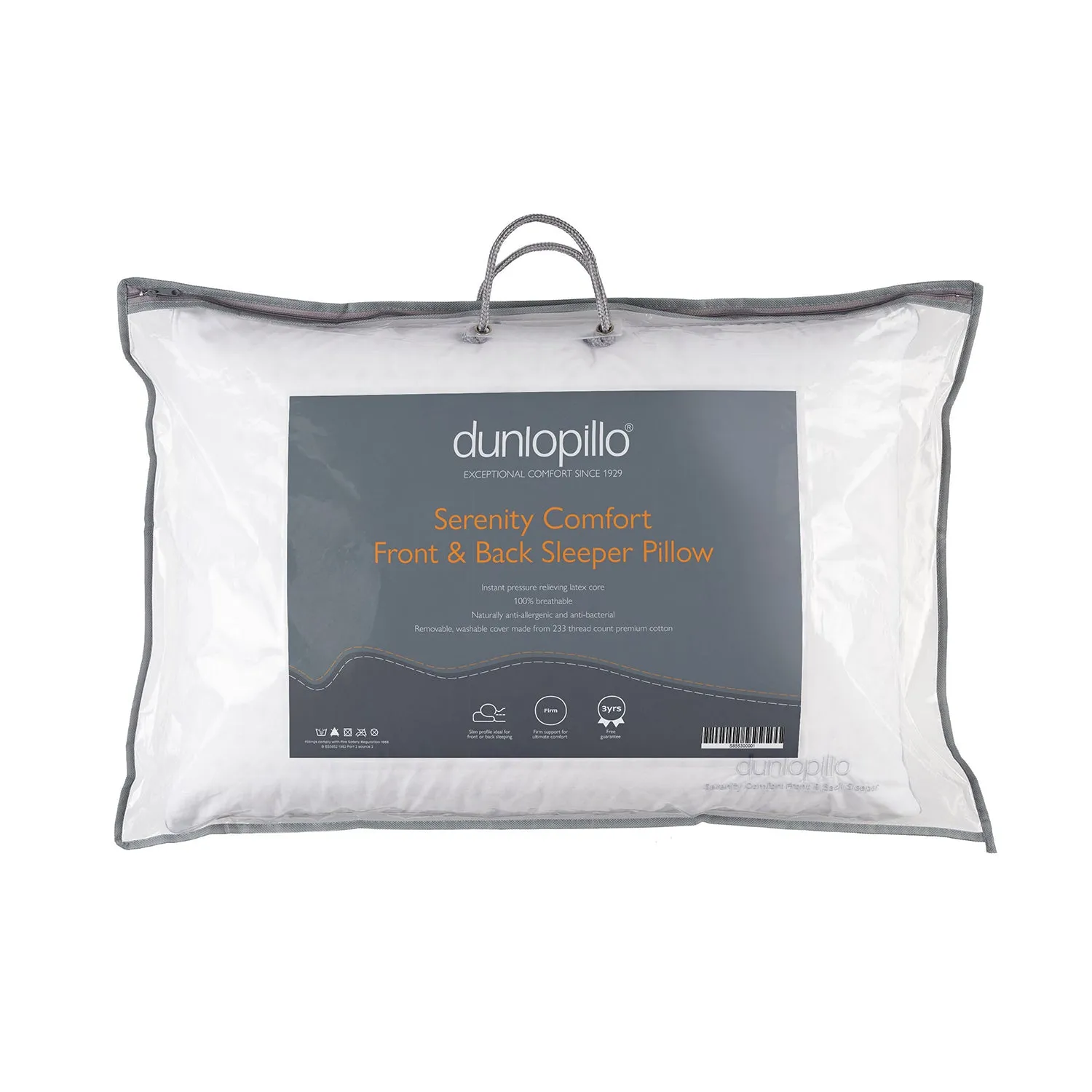 Dunlopillo Serenity Deluxe Slim Profile Latex Pillow - White, Cotton by Julian Charles